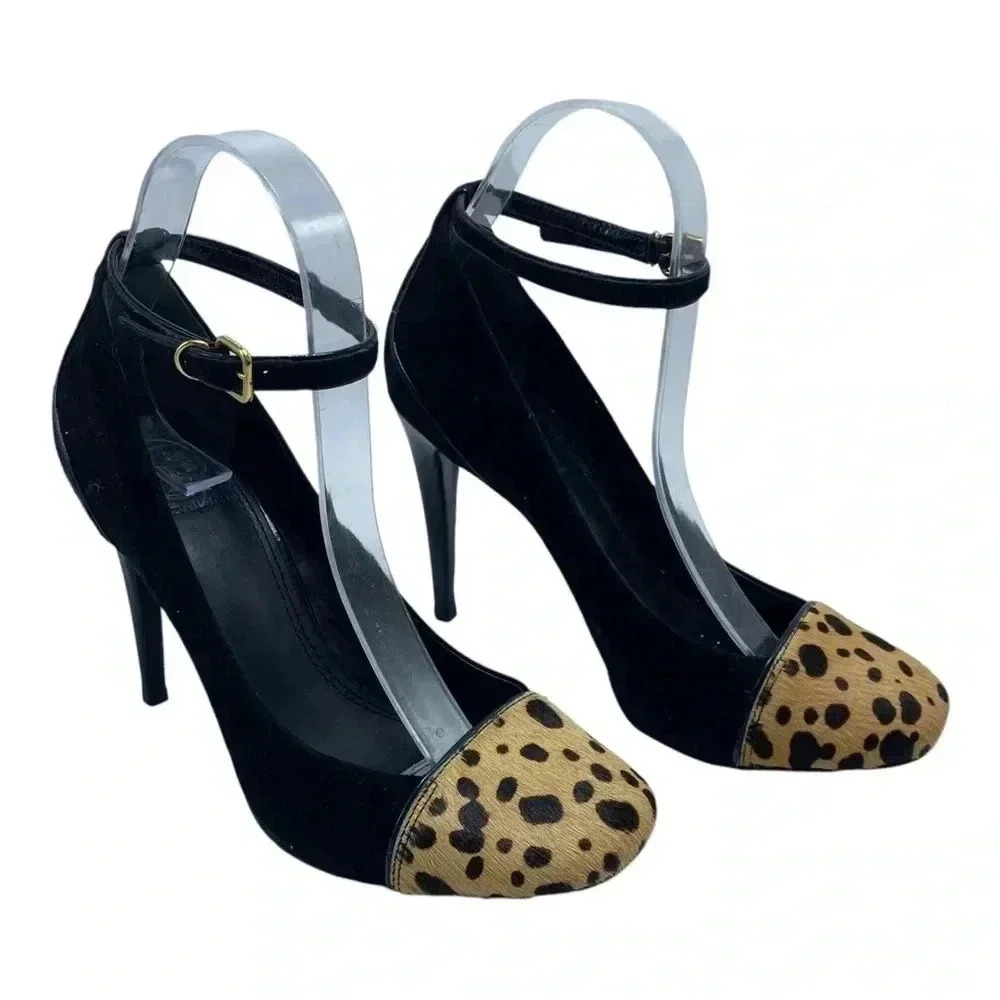 Leopard Print Black Stiletto Heels